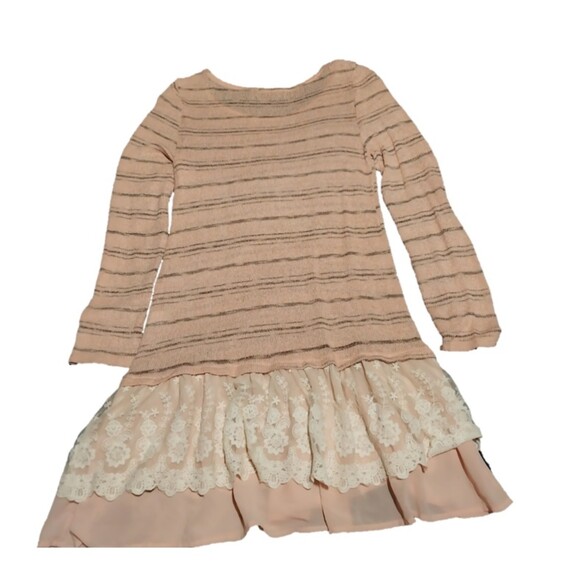 Jodifl dress Womens Large peach striped thin knit sweater tiered Romantic Boho - Picture 2 of 7